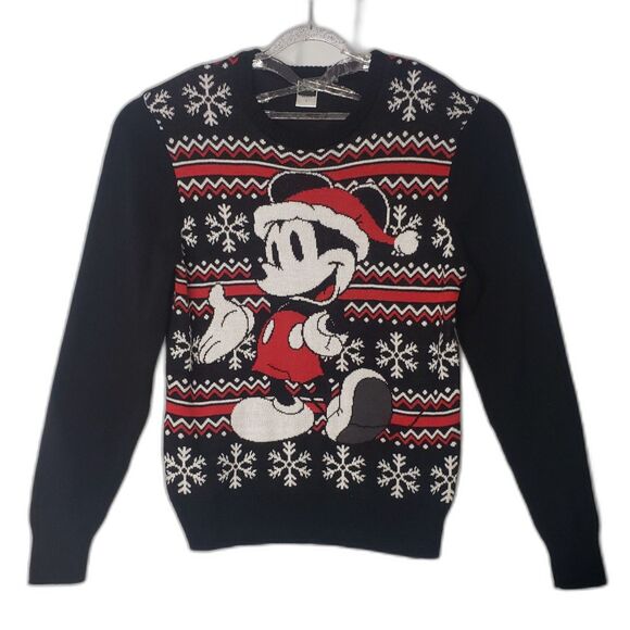 DISNEY Mickey Mouse Black Christmas Oversized Sweater Size Large - Picture 6 of 6